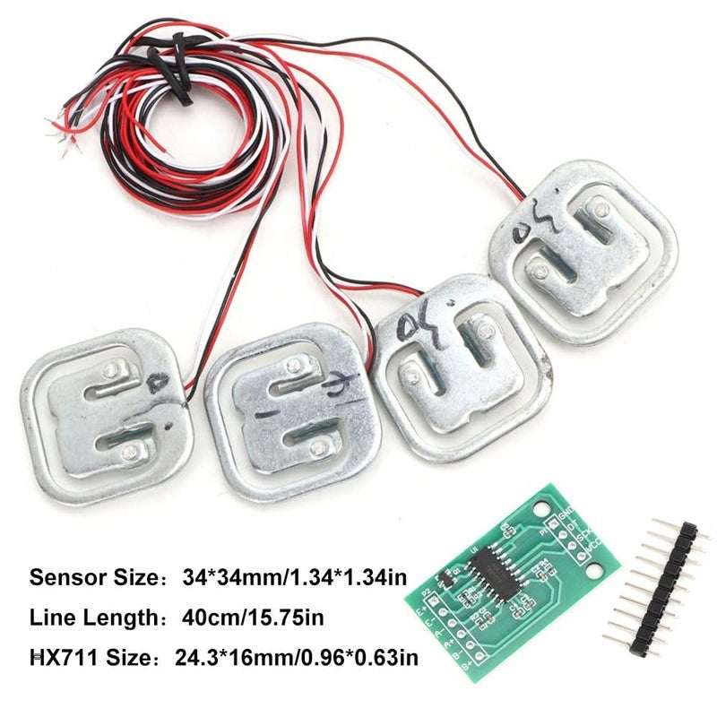 Chiffonade HX711 Weight Sensor Kit 4Pcs 50kg Half-Bridge Strain Gauges + 24-Bit Module with Programmable Amplifier for DIY Scales - Image 2